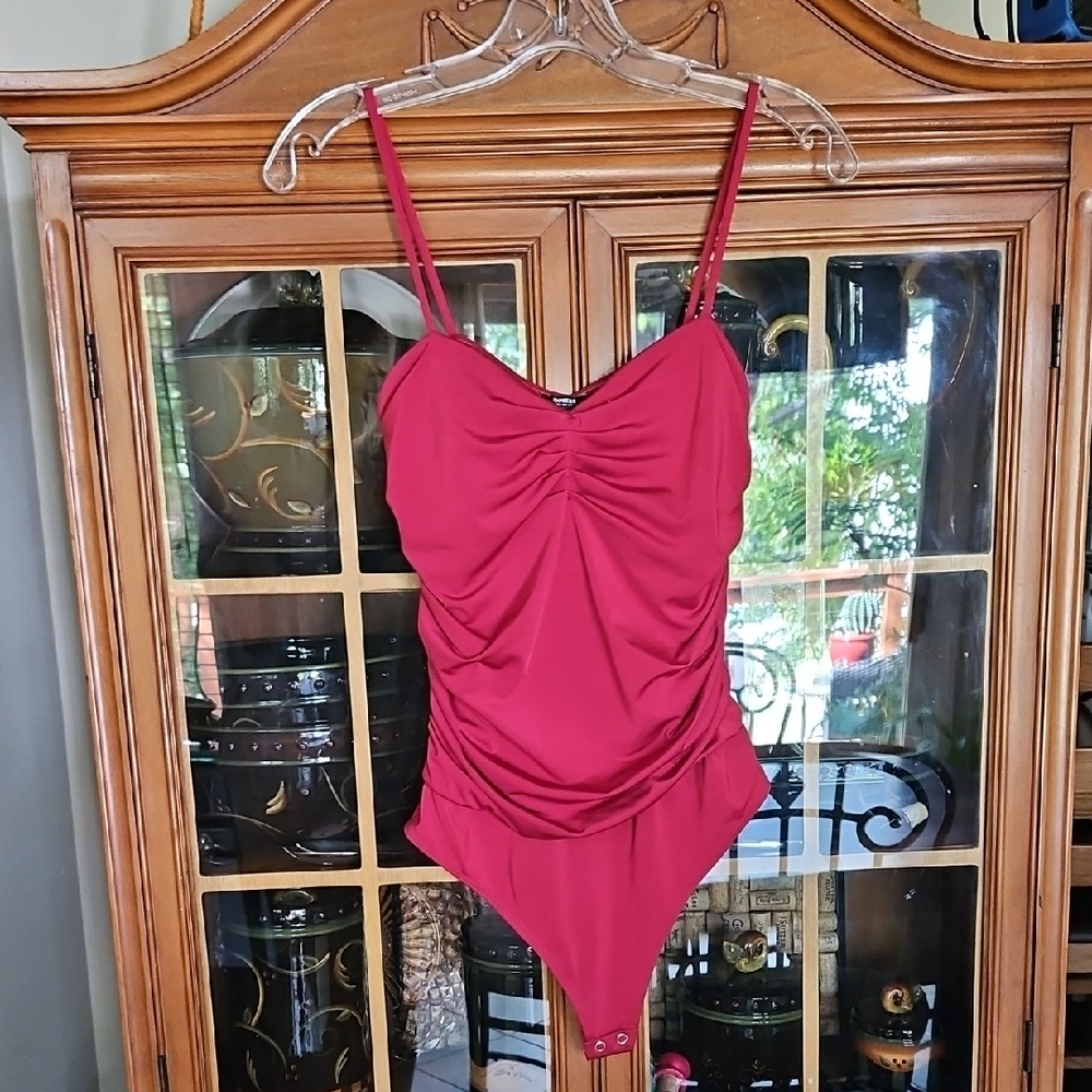 Express Body Con Bodysuit Double Sided Ruched
